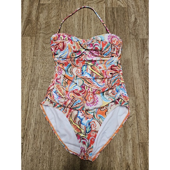 Lauren Ralph Lauren Other - Lauren Ralph Lauren Sunrise Paisley Ruched Swimsuit Sz 8 Removable Halter Strap‎